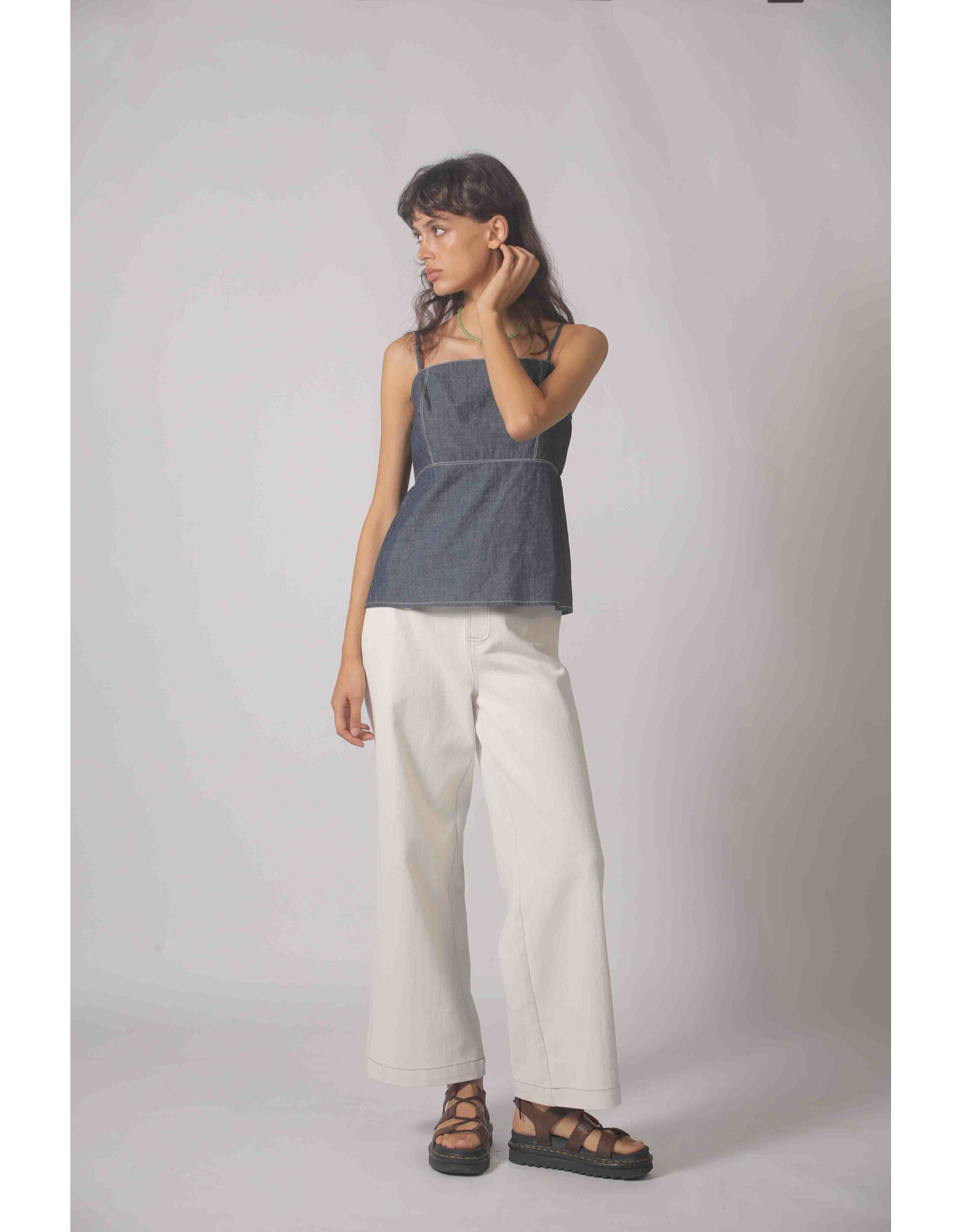 Korner Korner - Denim Peplum Tank (Navy)