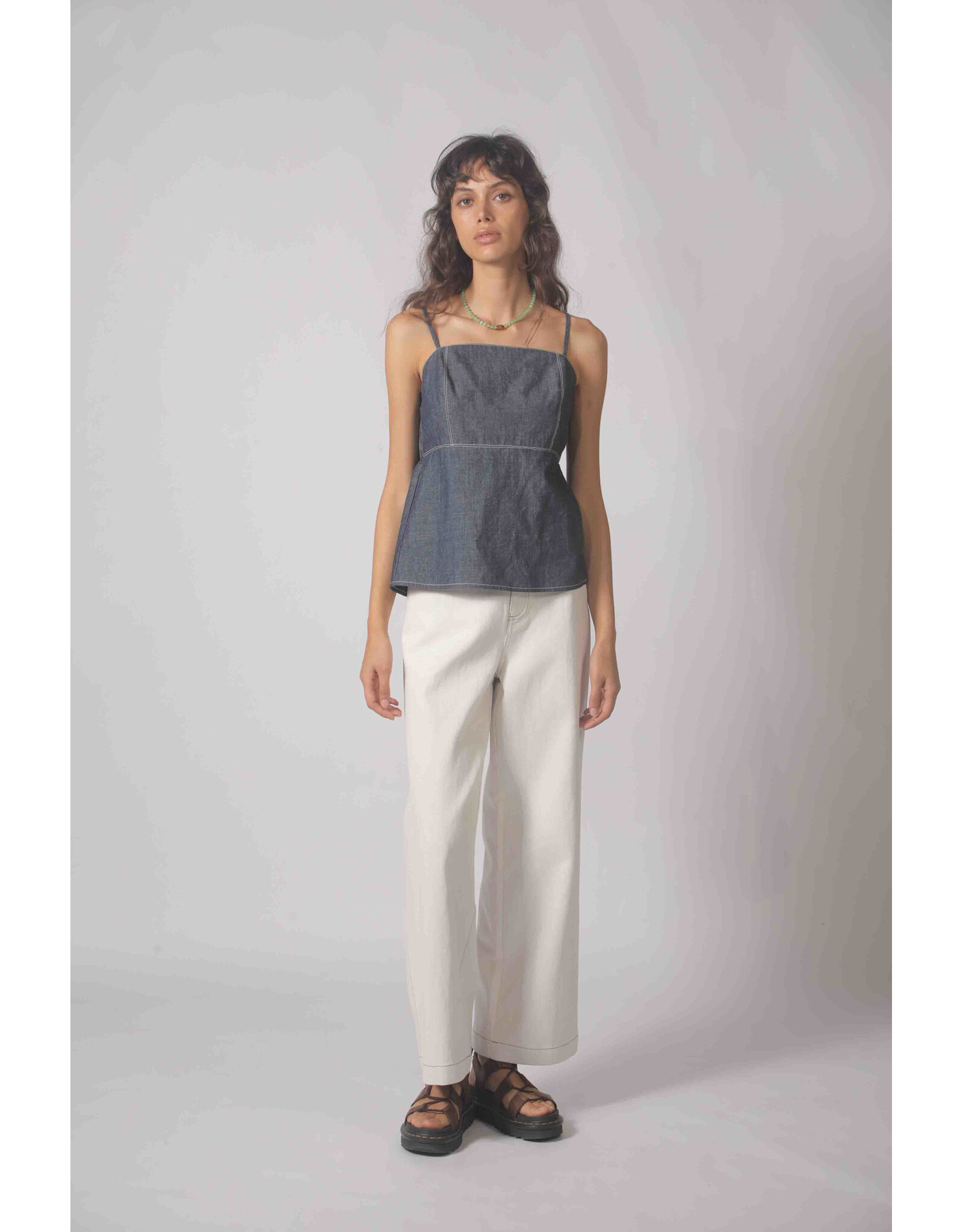 Korner Korner - Denim Peplum Tank (Navy)