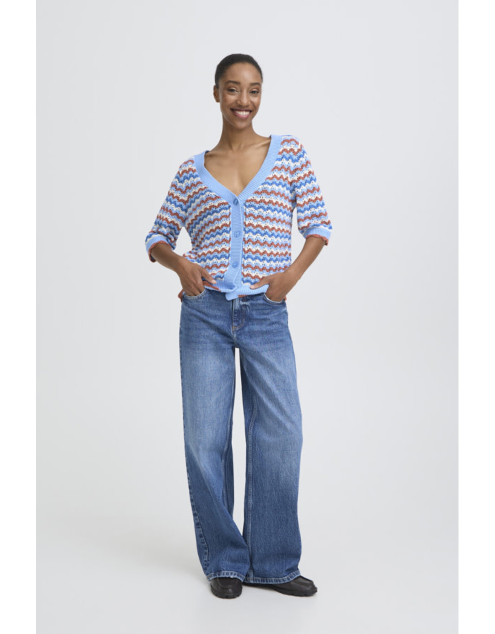 b.young b.young - Nero Pointelle Cardigan (Marsala)