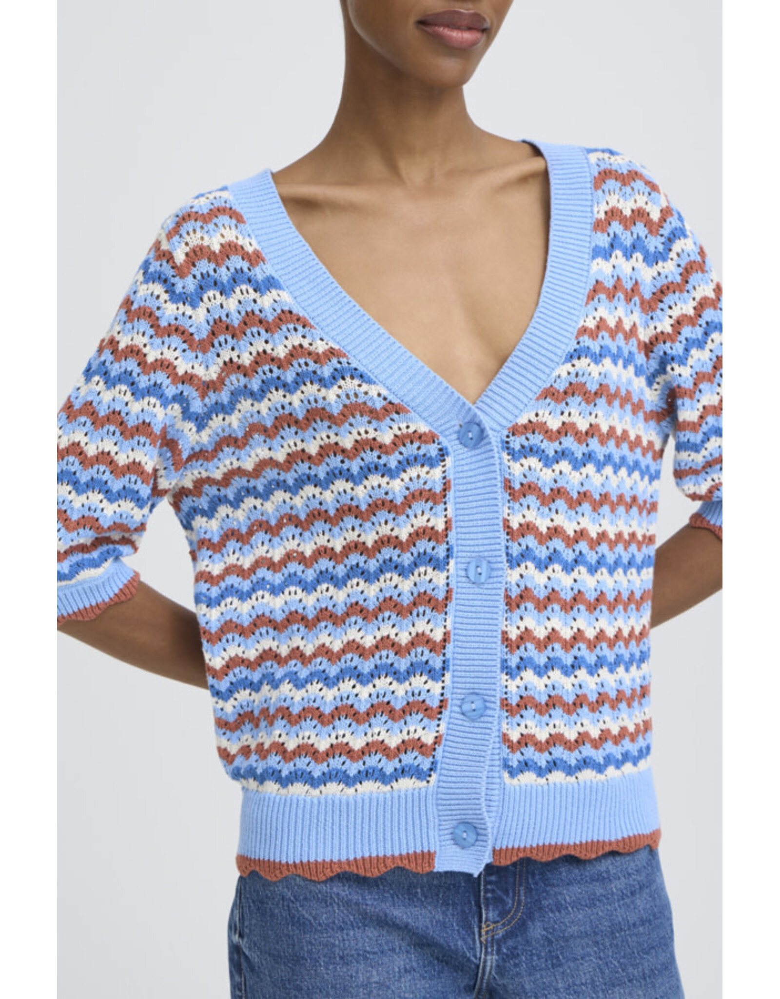 b.young b.young - Nero Pointelle Cardigan (Marsala)