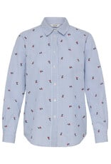 b.young b.young - Fenix Embroidered Button Up Shirt (Blue Stripe / Cherry)