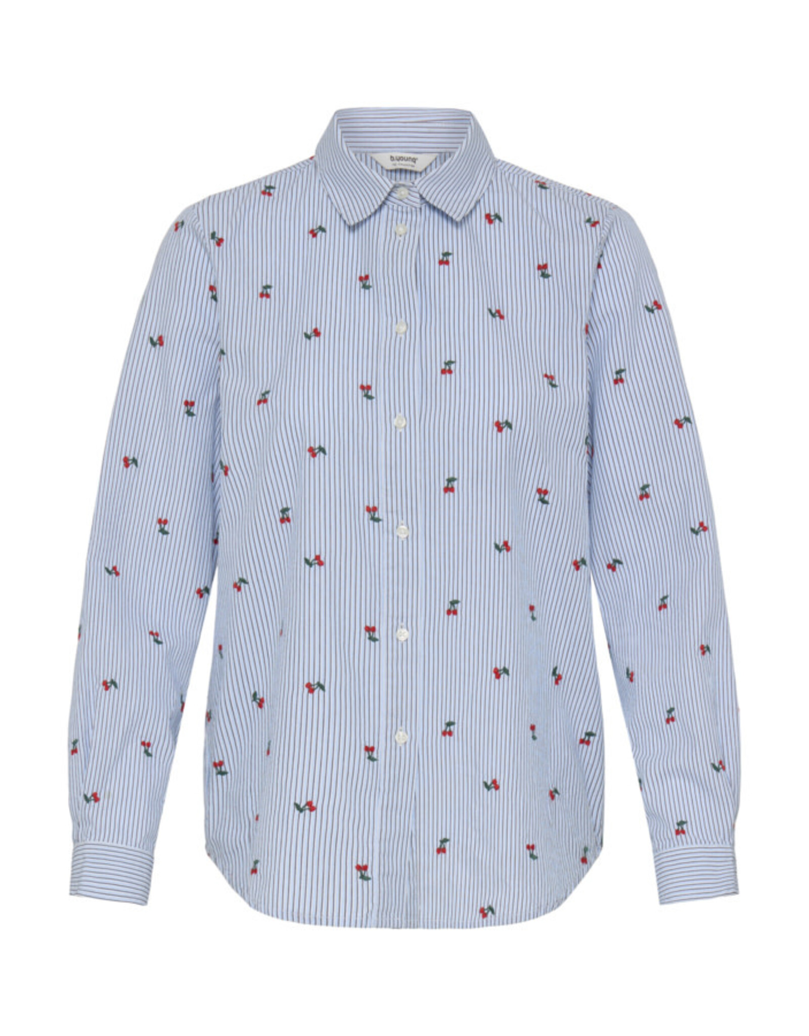b.young b.young - Fenix Embroidered Button Up Shirt (Blue Stripe / Cherry)
