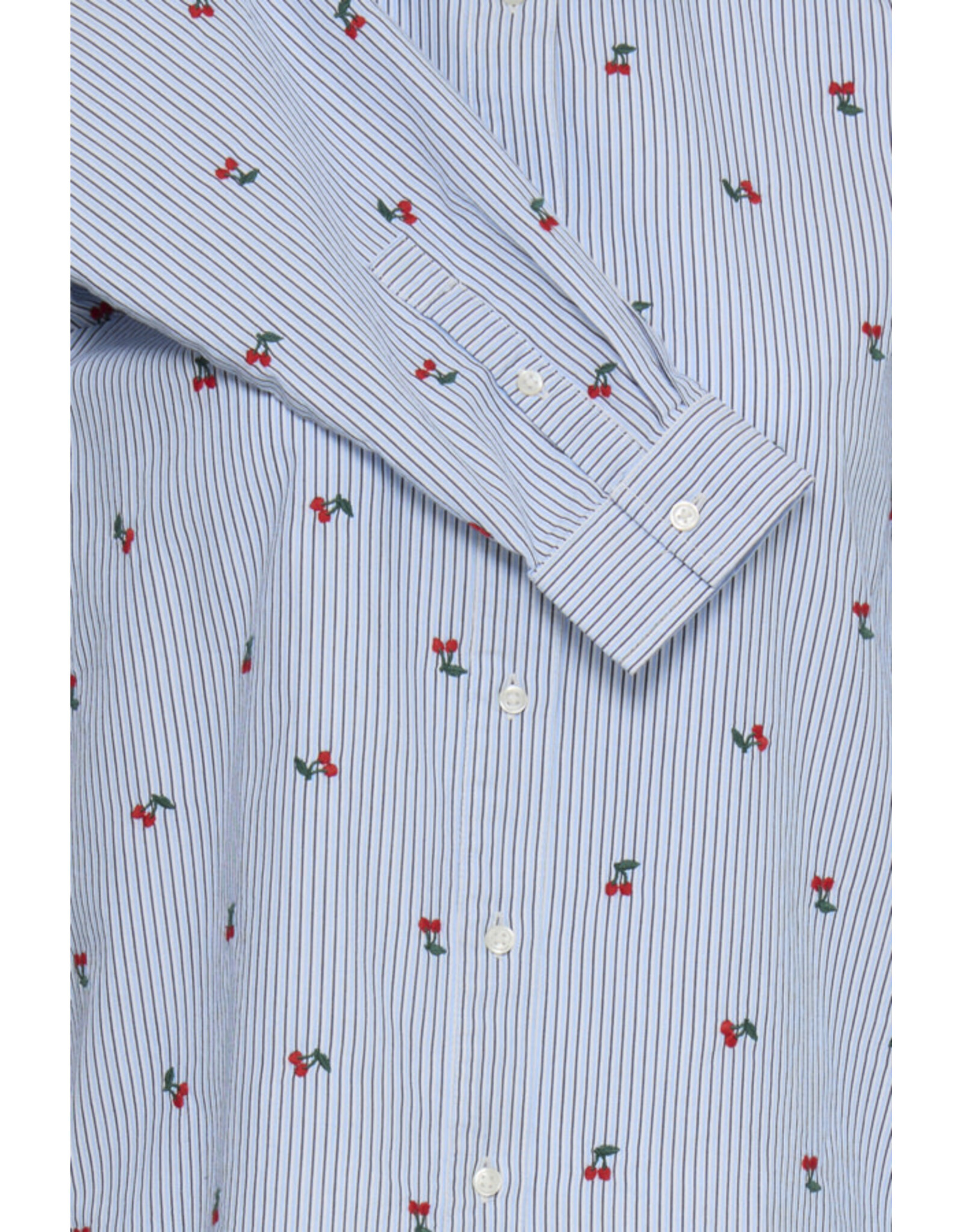 b.young b.young - Fenix Embroidered Button Up Shirt (Blue Stripe / Cherry)
