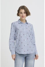 b.young b.young - Fenix Embroidered Button Up Shirt (Blue Stripe / Cherry)