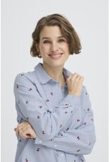 b.young b.young - Fenix Embroidered Button Up Shirt (Blue Stripe / Cherry)