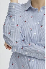 b.young b.young - Fenix Embroidered Button Up Shirt (Blue Stripe / Cherry)
