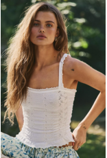 Free people Free People - So Soft Frill Square Neck Tank (Clean Ivory)