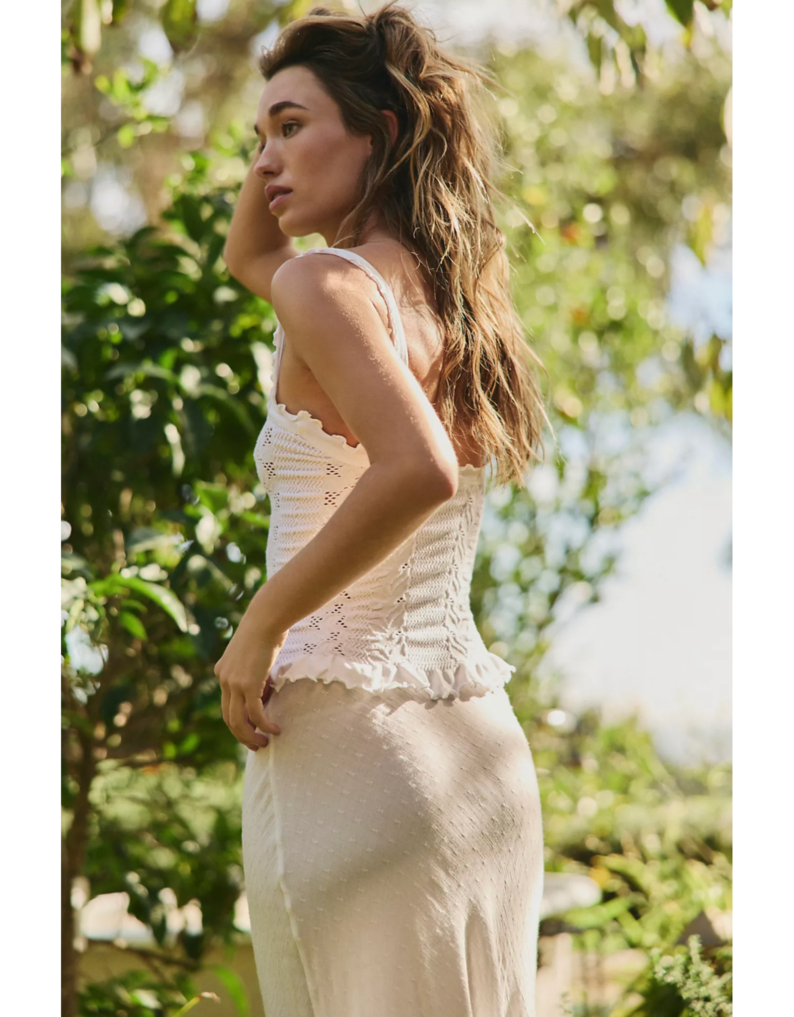 Free people Free People - So Soft Frill Square Neck Tank (Clean Ivory)