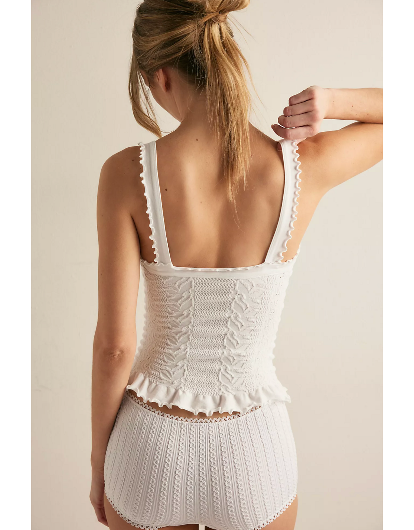 Free people Free People - So Soft Frill Square Neck Tank (Clean Ivory)