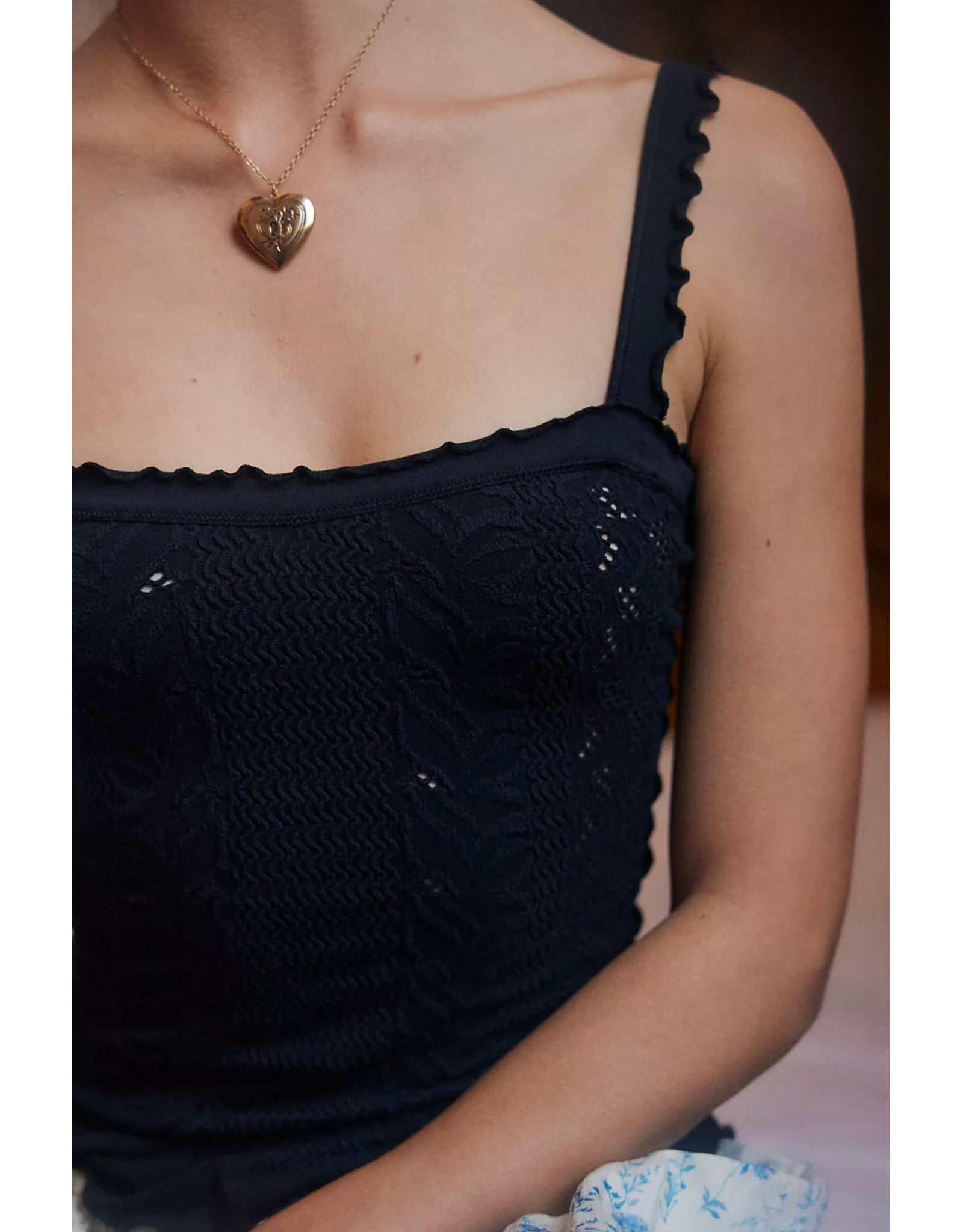 Free people Free People - So Soft Frill Square Neck Tank (Black)