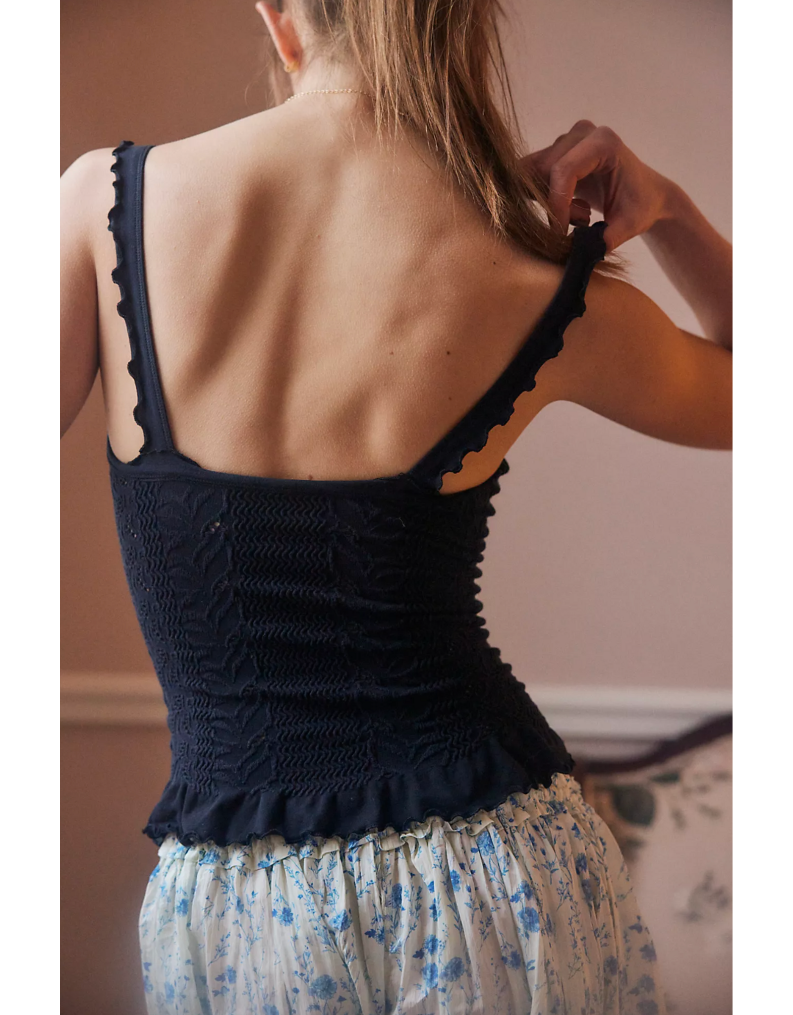 Free people Free People - So Soft Frill Square Neck Tank (Black)