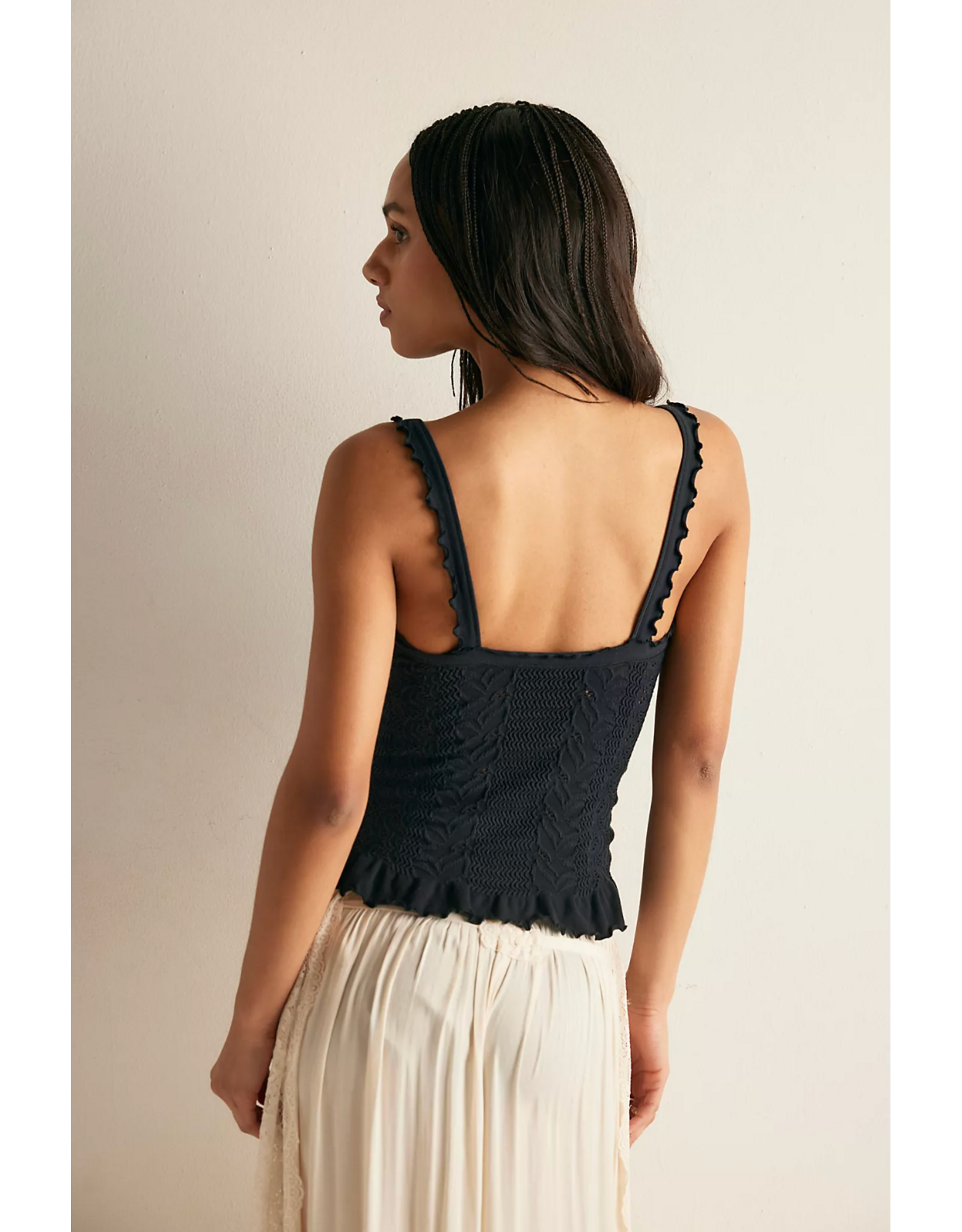 Free people Free People - So Soft Frill Square Neck Tank (Black)