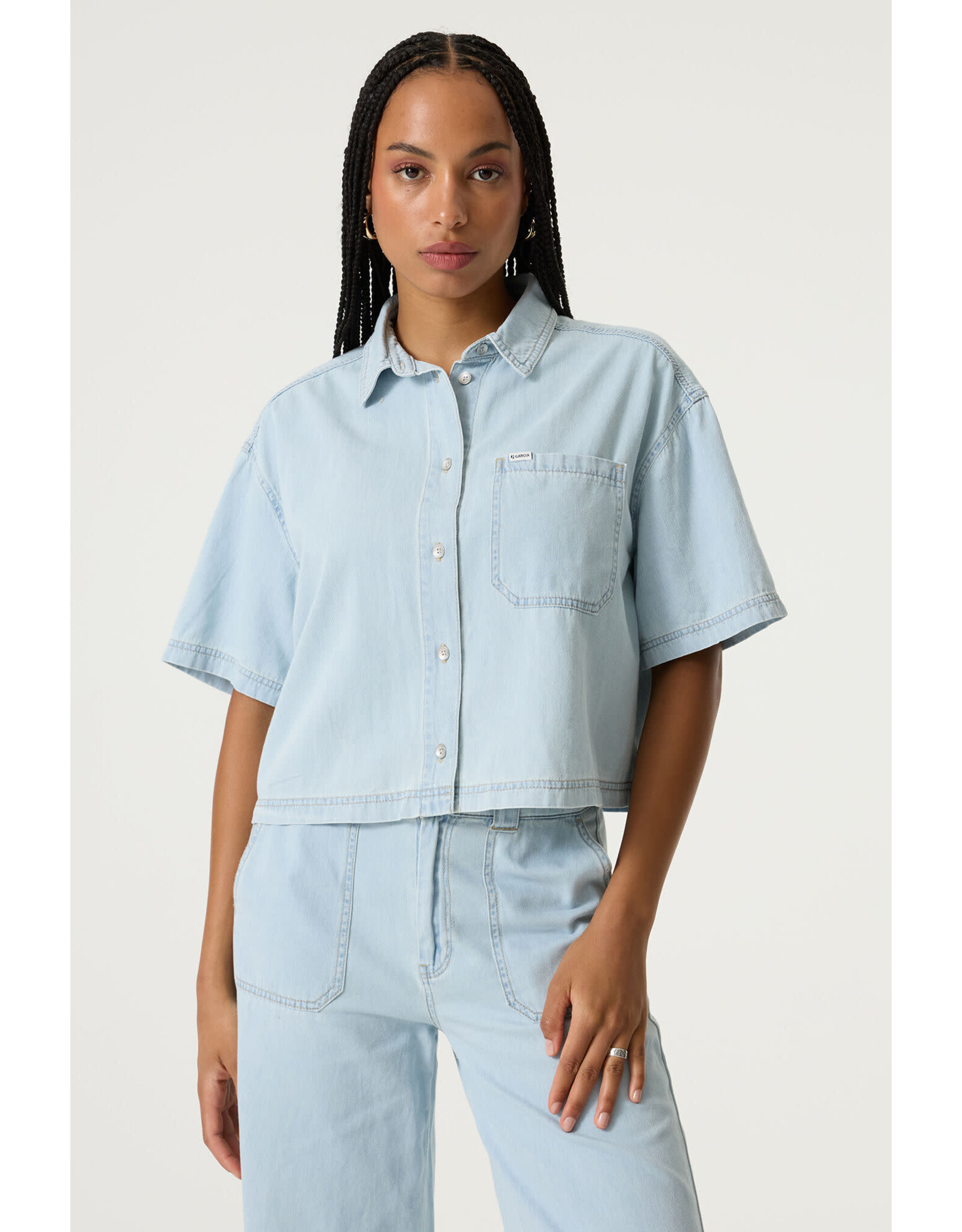 Garcia Garcia - Short Sleeve Boxy Denim Shirt Jacket