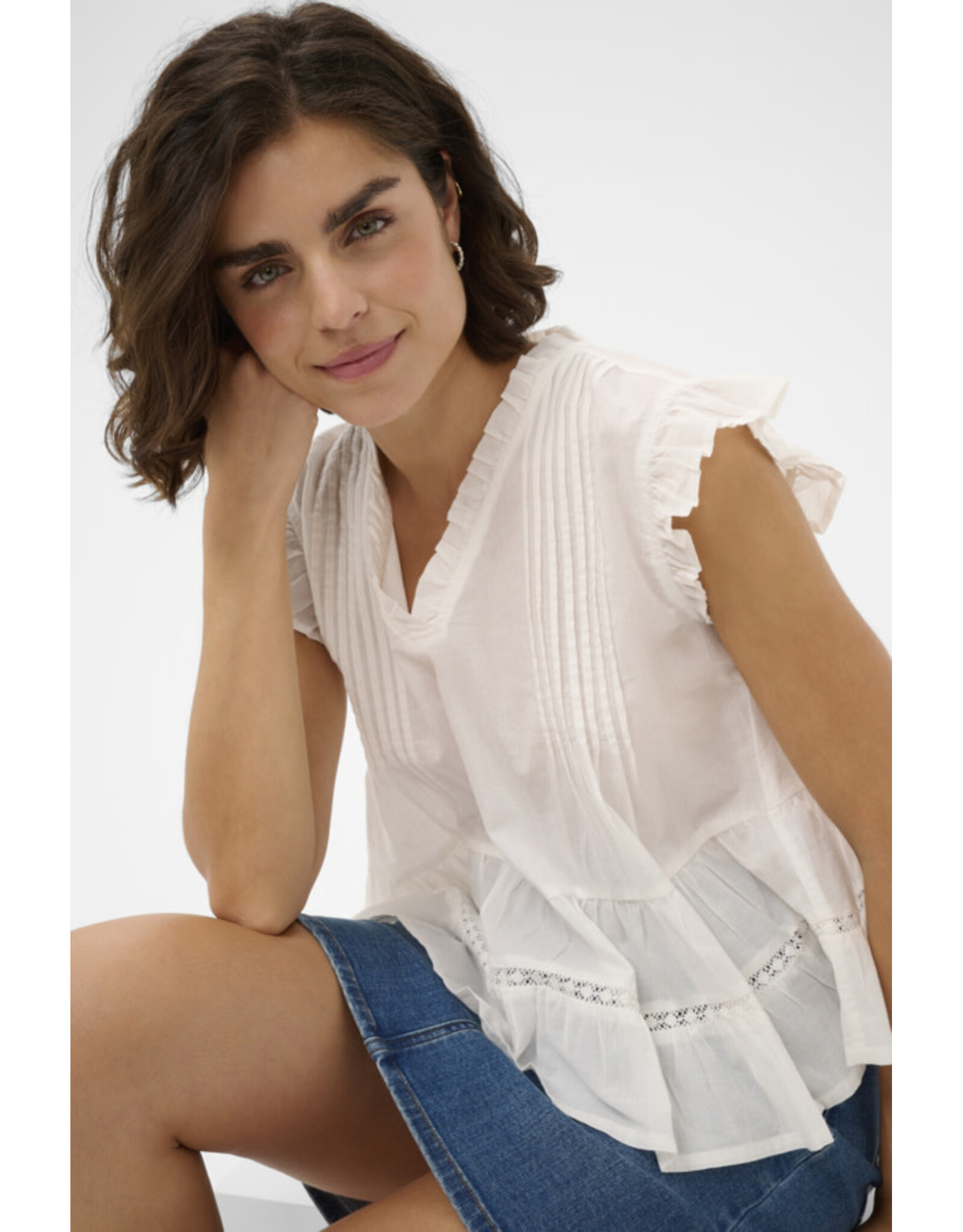Kaffe Kaffe - Valerie Top (Chalk)