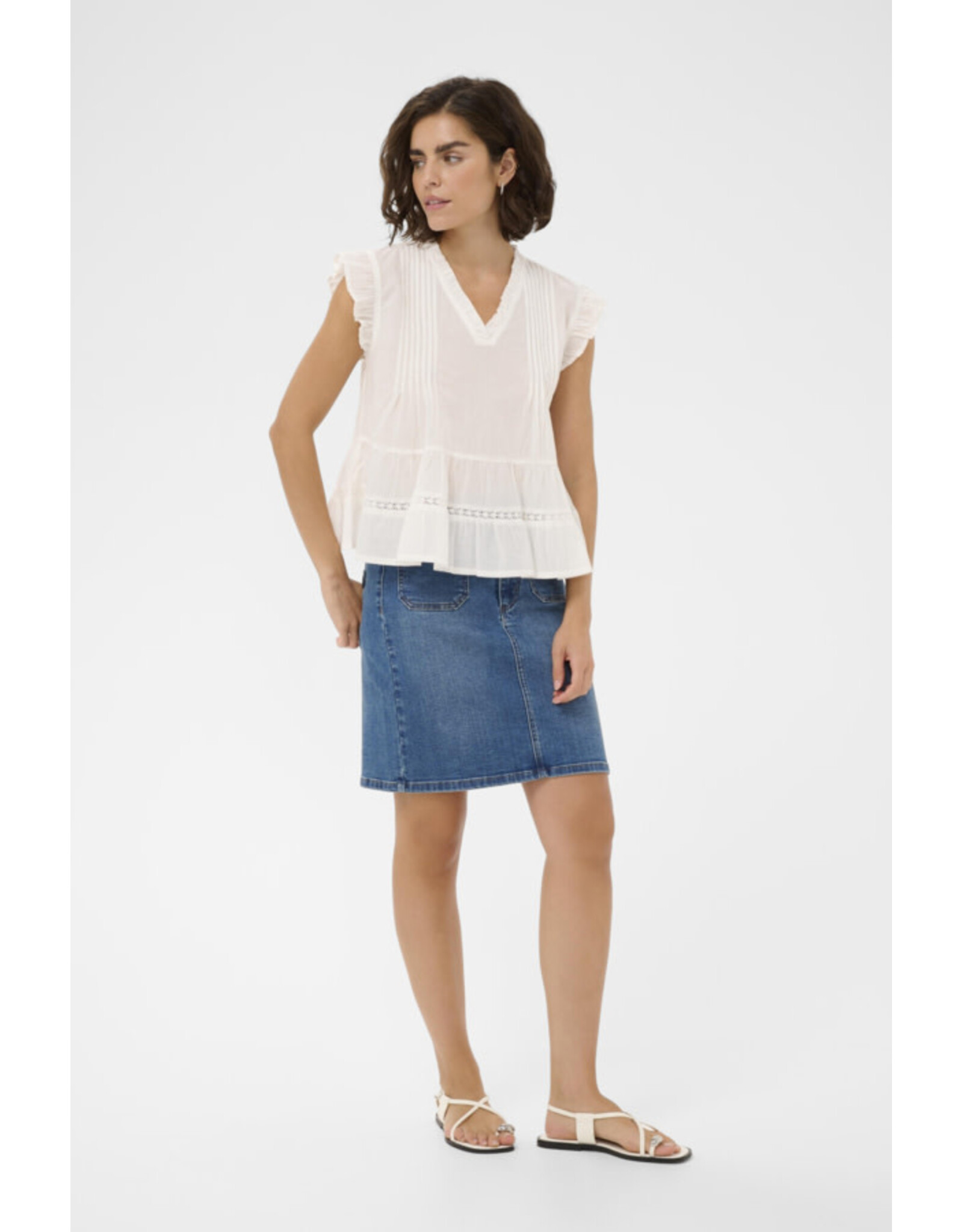 Kaffe Kaffe - Valerie Top (Chalk)