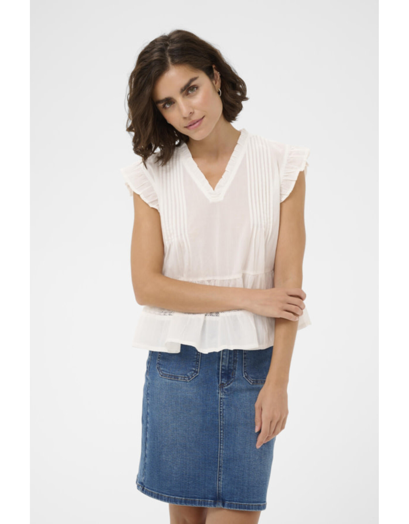 Kaffe Kaffe - Valerie Top (Chalk)