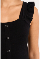 Molly Bracken Molly Bracken -  Button Up Tank with Ruffle Straps (Black)
