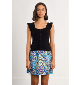 Molly Bracken Molly Bracken -  Button Up Tank with Ruffle Straps (Black)