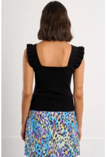 Molly Bracken Molly Bracken -  Button Up Tank with Ruffle Straps (Black)