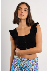 Molly Bracken Molly Bracken -  Button Up Tank with Ruffle Straps (Black)
