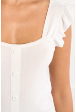 Molly Bracken Molly Bracken -  Button Up Tank with Ruffle Straps (White)