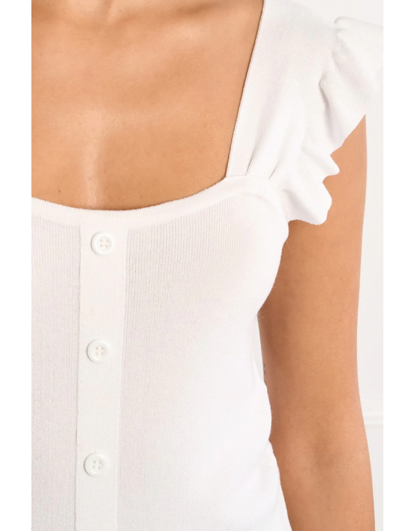 Molly Bracken Molly Bracken -  Button Up Tank with Ruffle Straps (White)