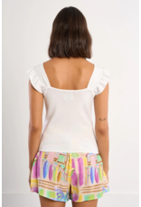 Molly Bracken Molly Bracken -  Button Up Tank with Ruffle Straps (White)