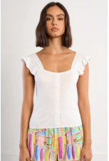 Molly Bracken Molly Bracken -  Button Up Tank with Ruffle Straps (White)