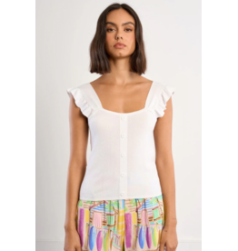 Molly Bracken Molly Bracken -  Button Up Tank with Ruffle Straps (White)