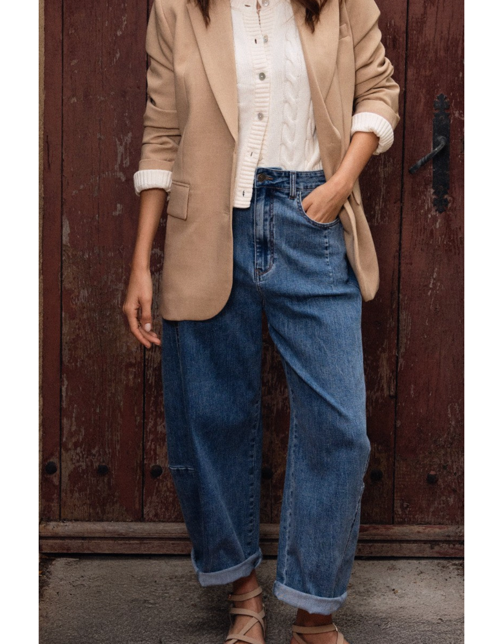 Molly Bracken Molly Bracken - High Waisted Barrel leg jeans (Denim Blue)