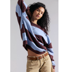 Free people Free People - We The Free Classic Striped Oversized Crewneck (Periwinkle Combo)
