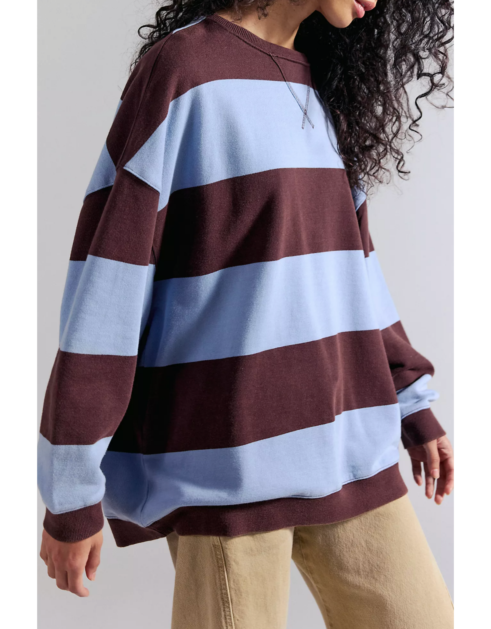 Free people Free People - We The Free Classic Striped Oversized Crewneck (Periwinkle Combo)