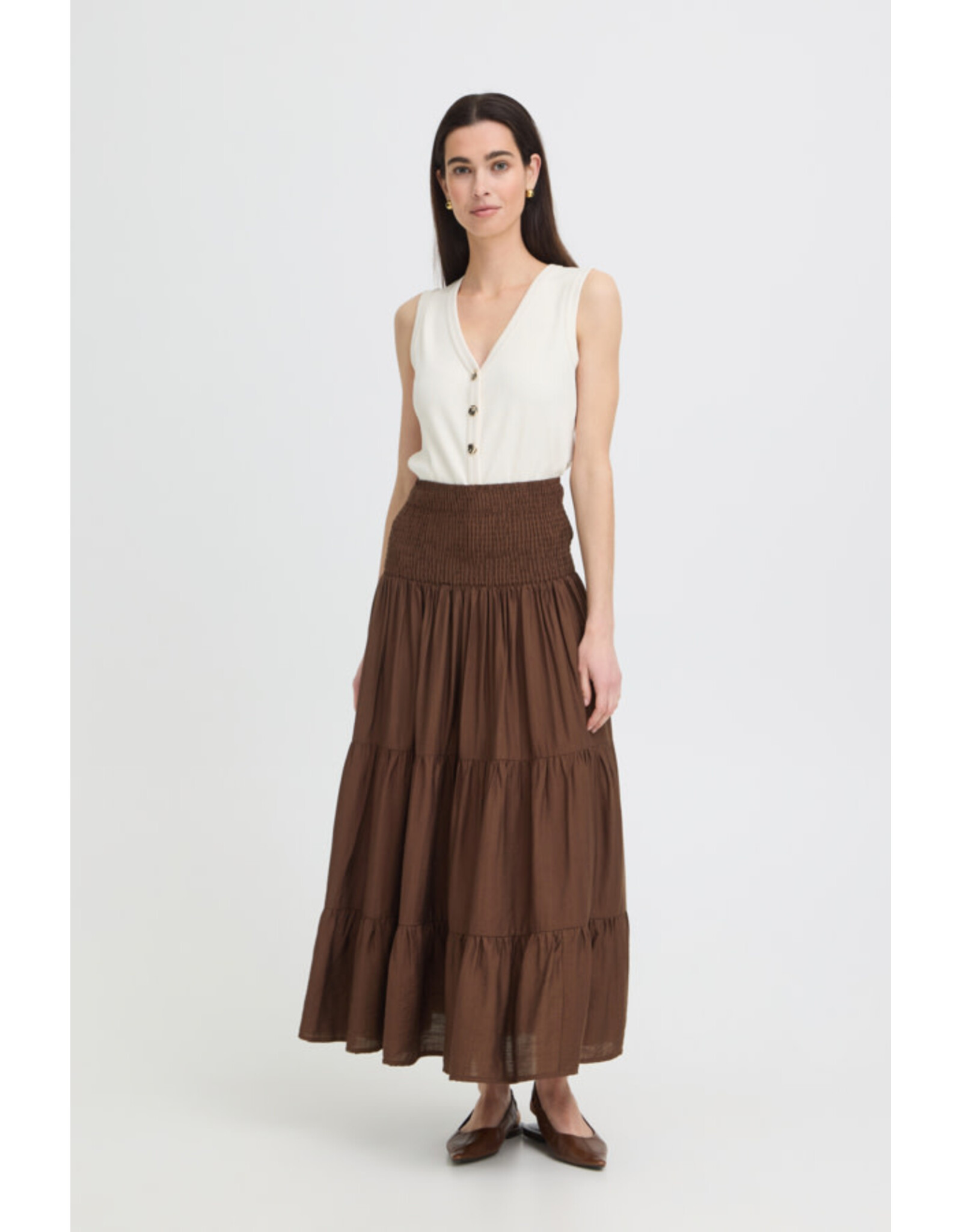 b.young b.young - Joannie Smocked Midi Skirt (French Roast)