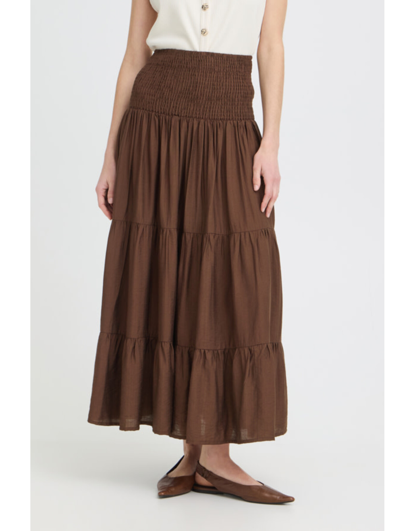 b.young b.young - Joannie Smocked Midi Skirt (French Roast)