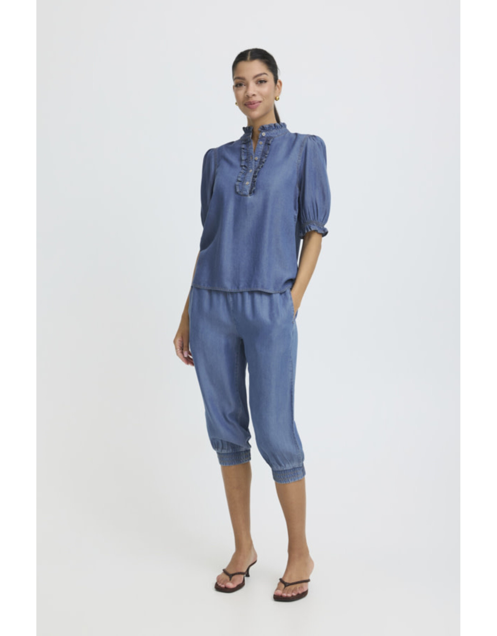 b.young b.young - Kosmo Blouse (Mid Blue Denim)