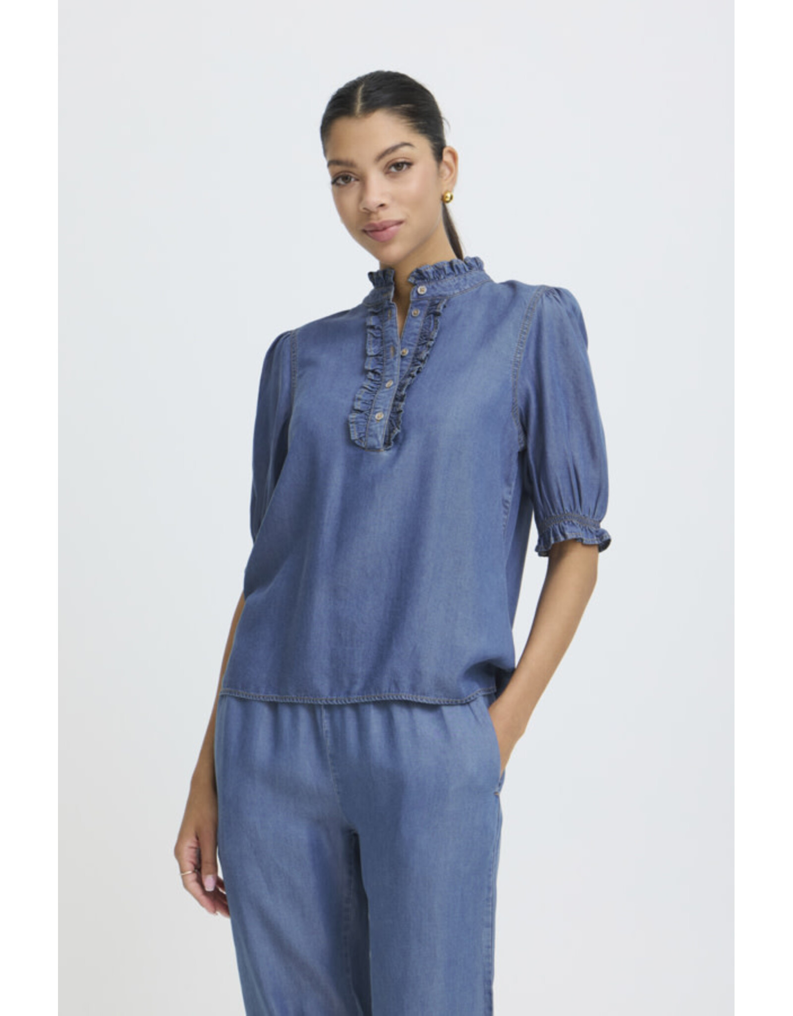 b.young b.young - Kosmo Blouse (Mid Blue Denim)