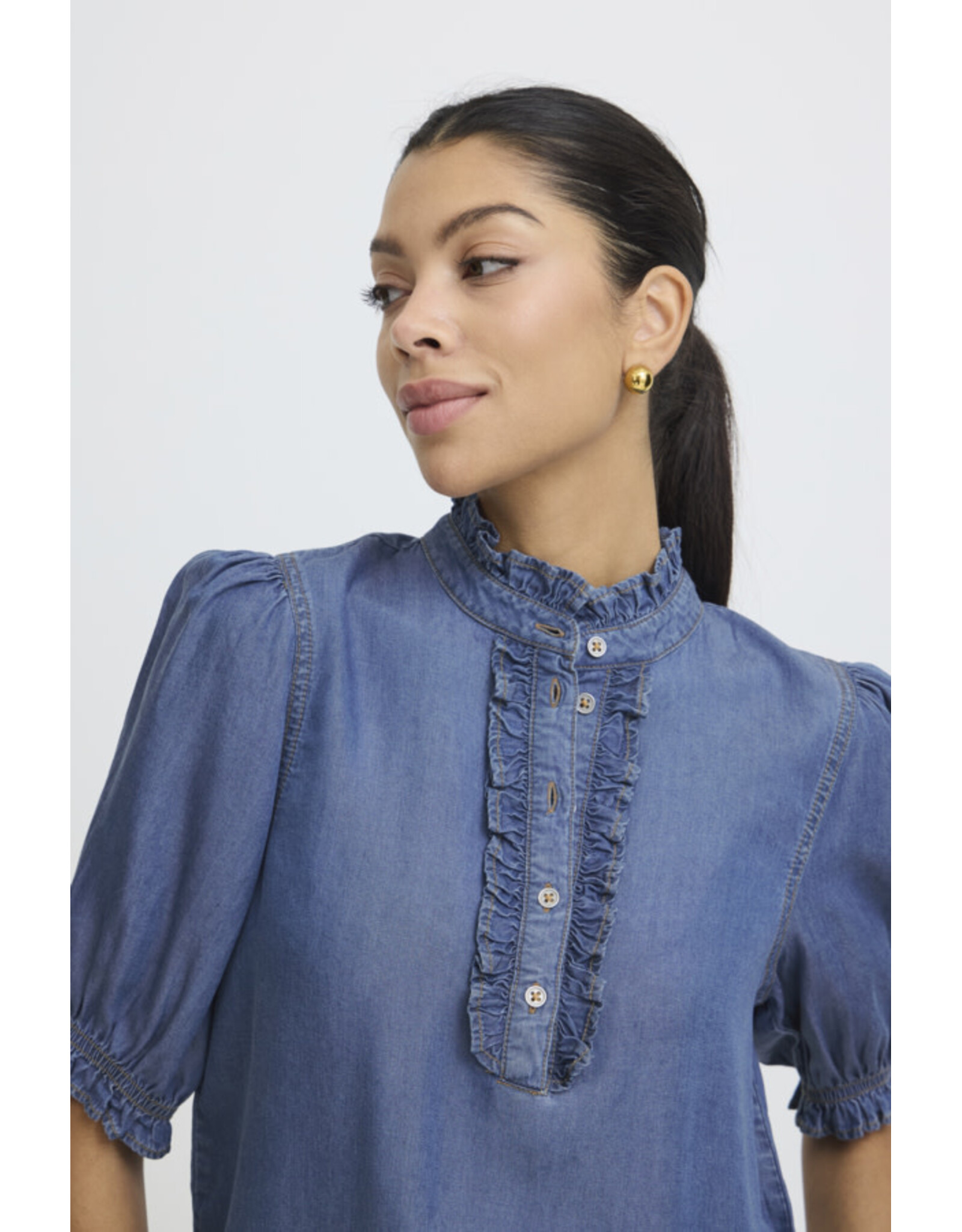 b.young b.young - Kosmo Blouse (Mid Blue Denim)