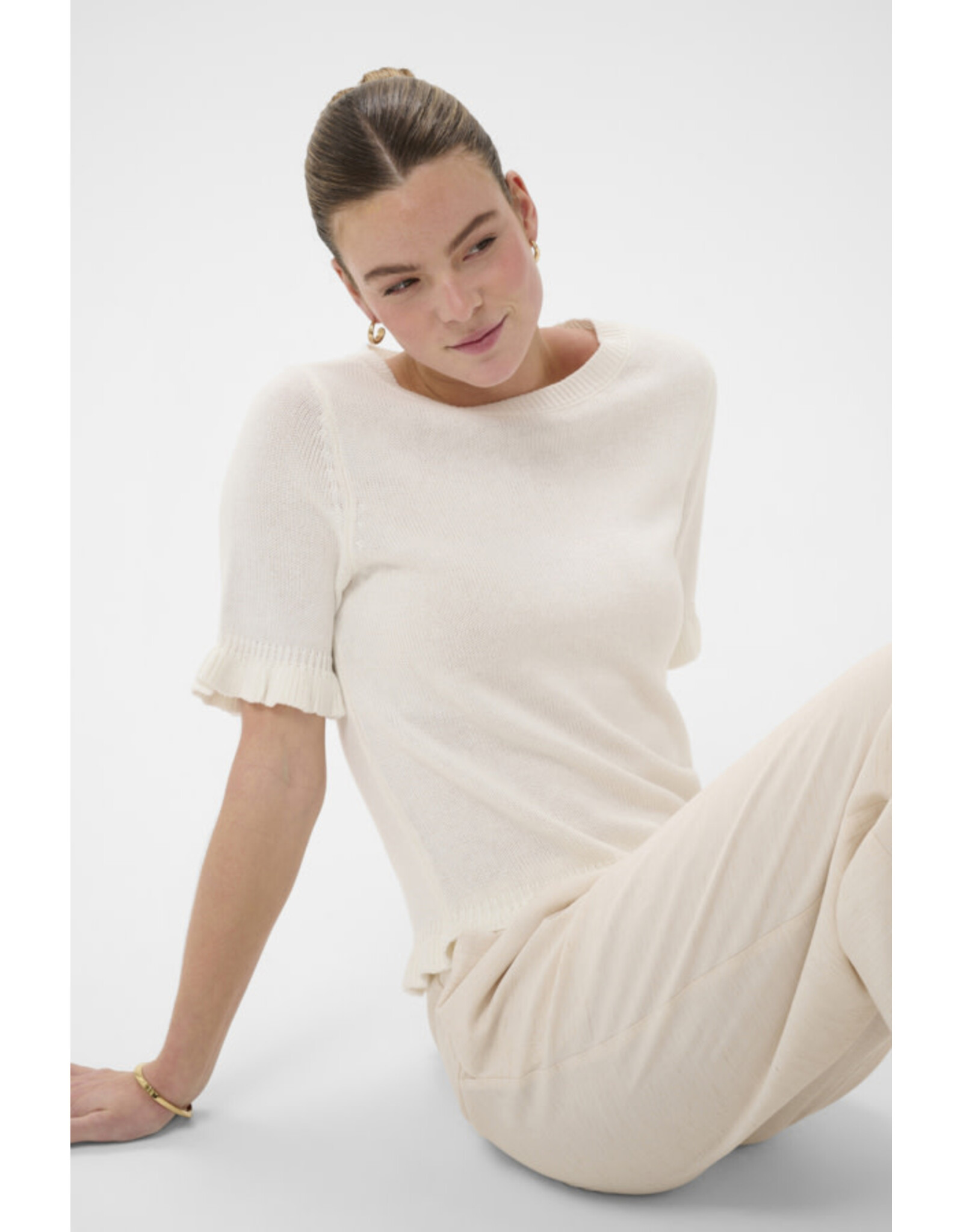 Kaffe Kaffe - Lindsay Short Sleeve Sweater (Chalk)