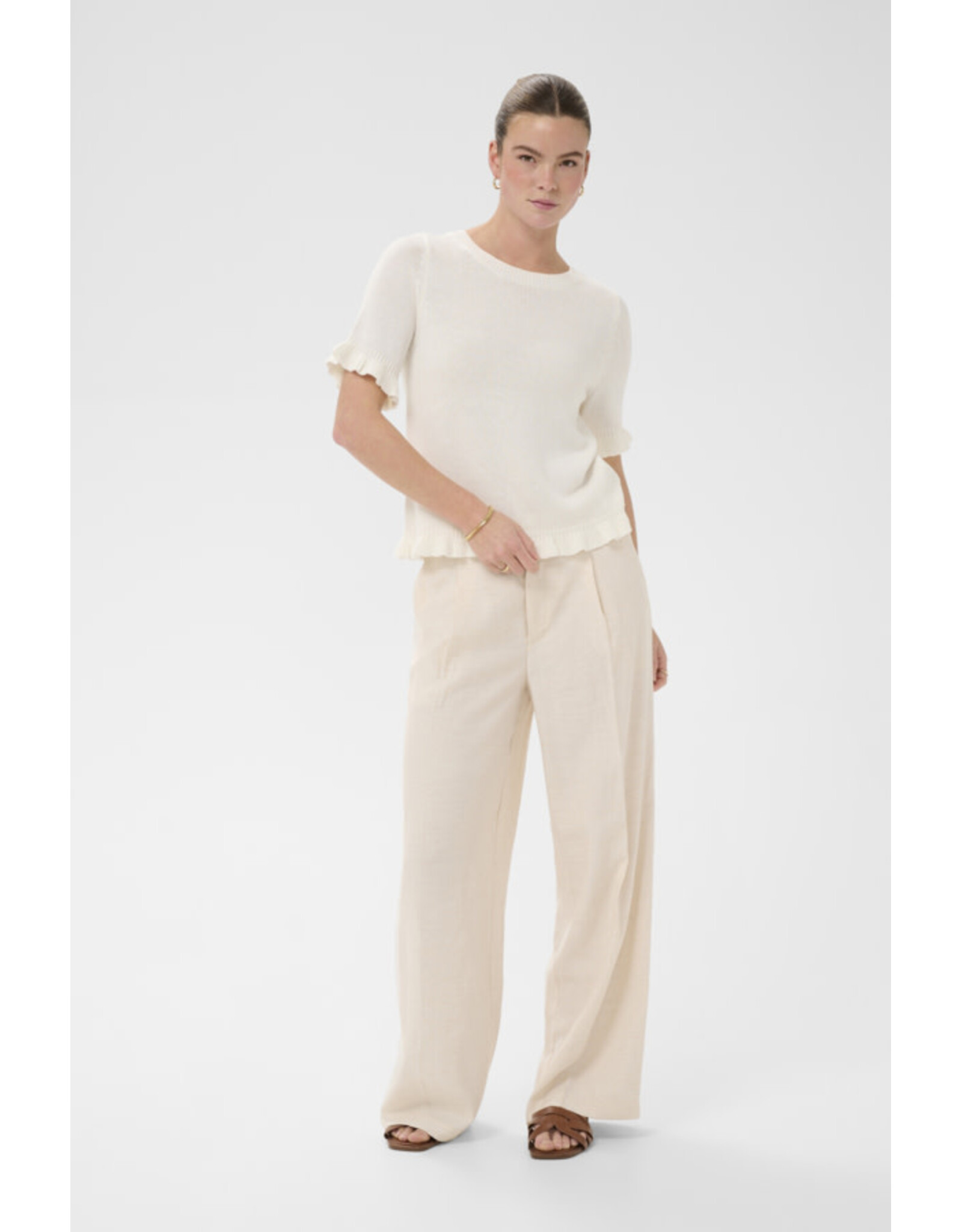 Kaffe Kaffe - Lindsay Short Sleeve Sweater (Chalk)