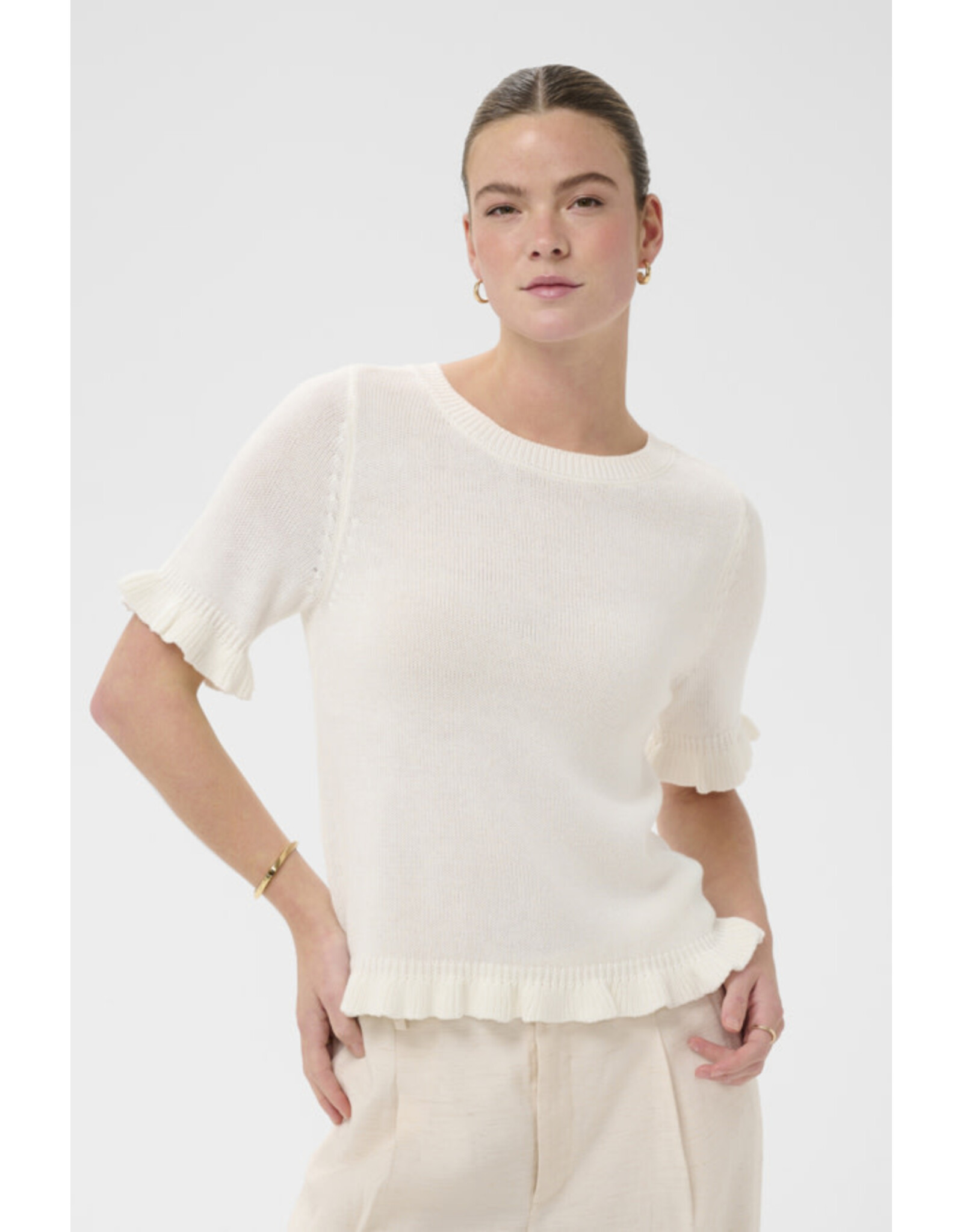 Kaffe Kaffe - Lindsay Short Sleeve Sweater (Chalk)