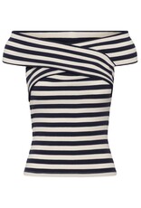 Kaffe Kaffe - Celeste Cross Off the Shoulder Top (Chalk / Midnight)