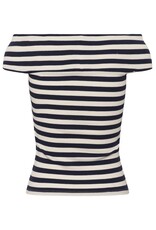 Kaffe Kaffe - Celeste Cross Off the Shoulder Top (Chalk / Midnight)