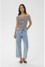 Kaffe Kaffe - Celeste Cross Off the Shoulder Top (Chalk / Midnight)