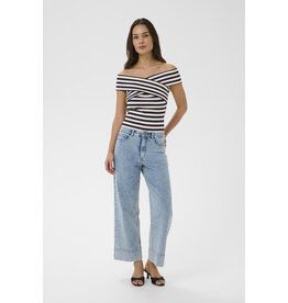 Kaffe Kaffe - Celeste Cross Off the Shoulder Top (Chalk / Midnight)