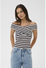 Kaffe Kaffe - Celeste Cross Off the Shoulder Top (Chalk / Midnight)