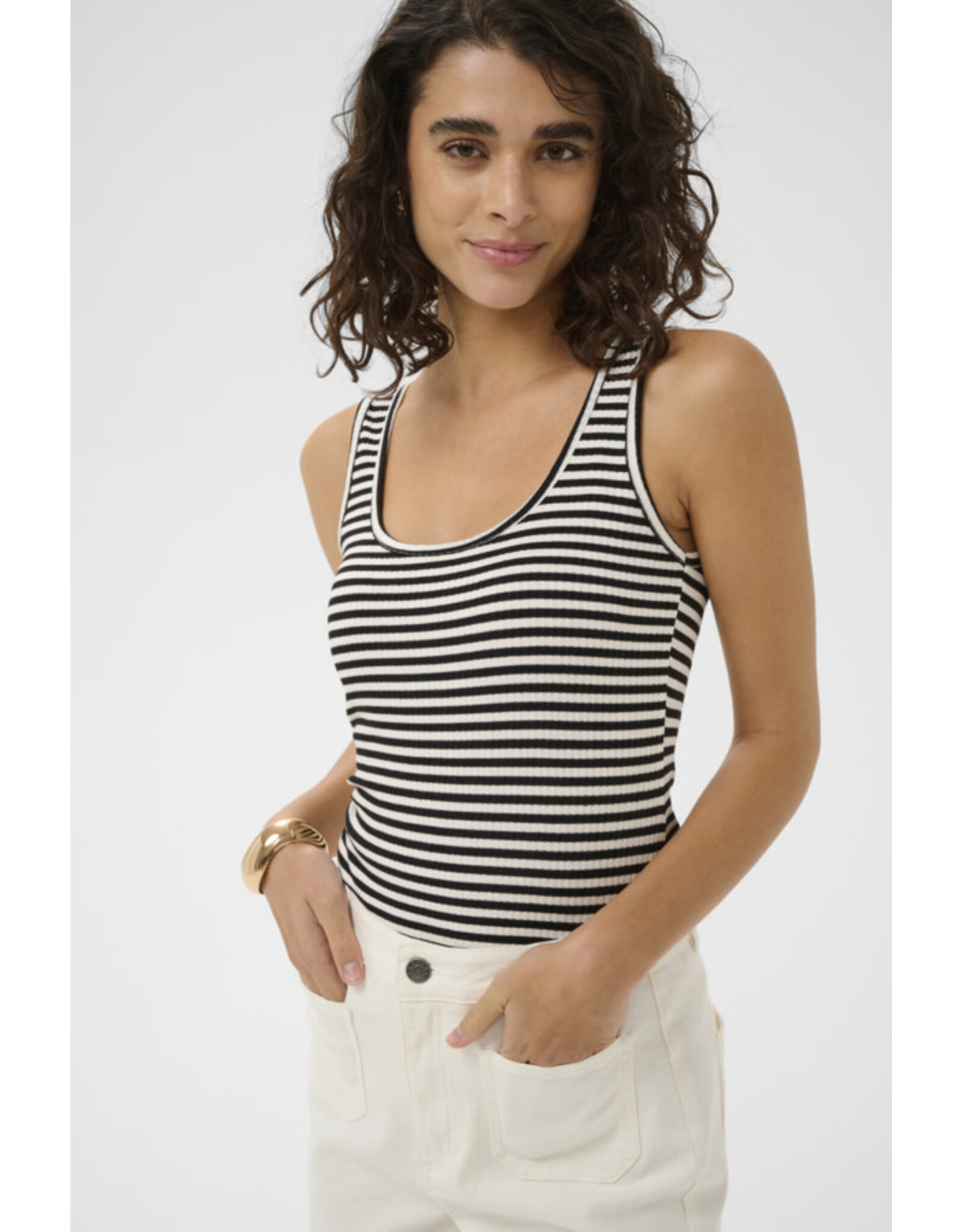 Kaffe Kaffe - Tiana Striped Tank (Black / Chalk)