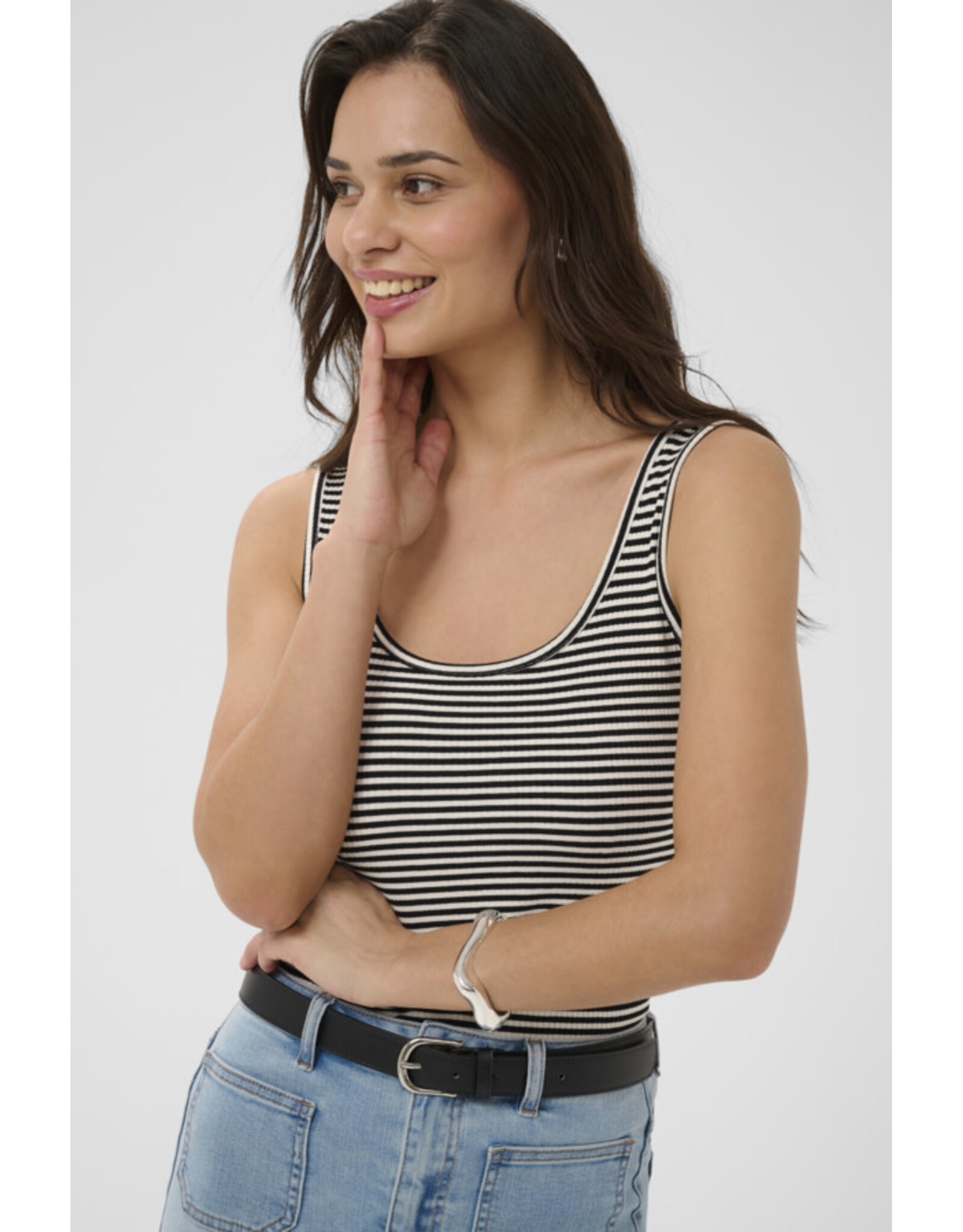 Kaffe Kaffe - Tiana Striped Tank (Black / Chalk)