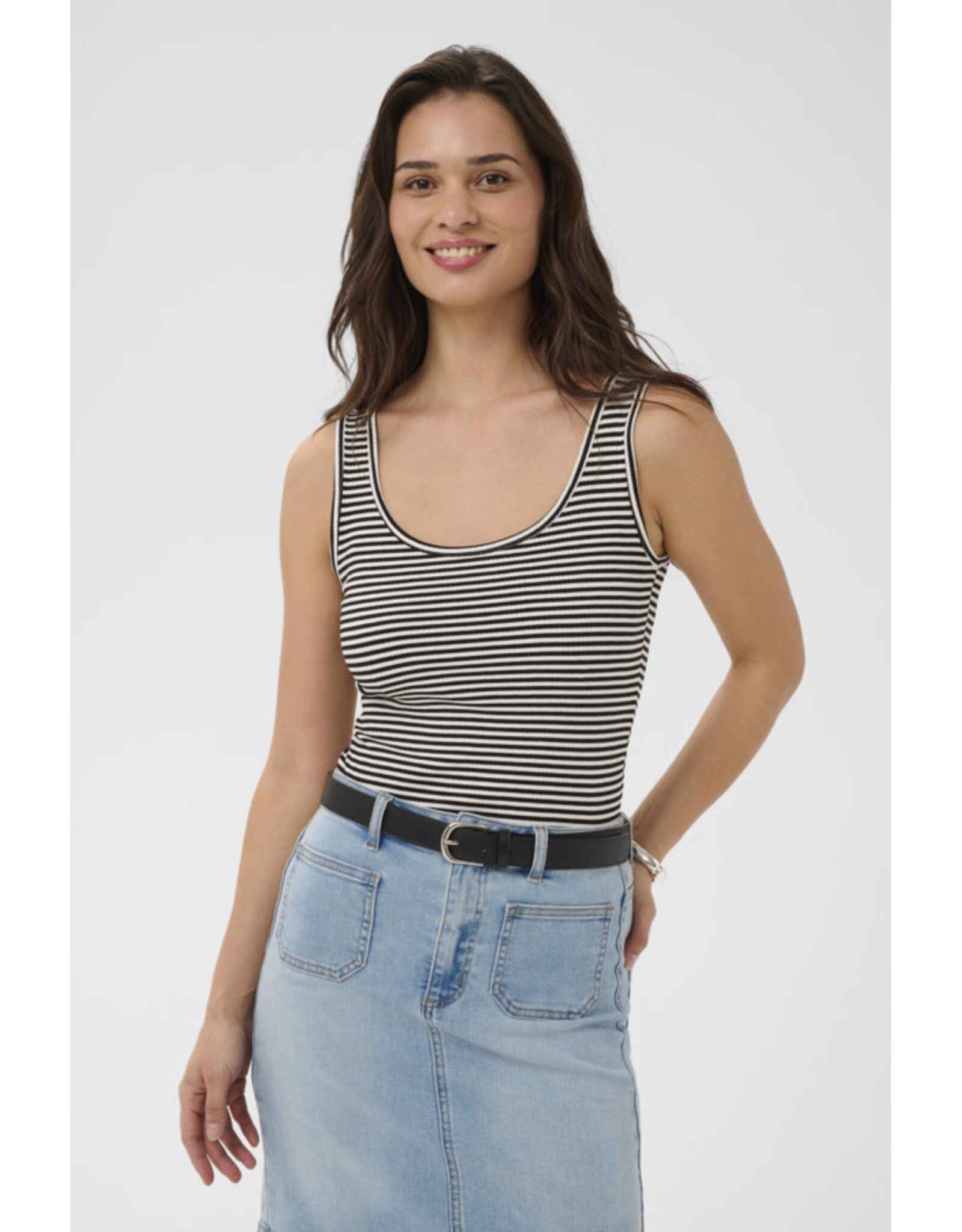 Kaffe Kaffe - Tiana Striped Tank (Black / Chalk)
