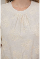 Voy Floral Embroidered Bubble Sleeve Top (Cream)