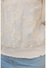 Voy Floral Embroidered Bubble Sleeve Top (Cream)
